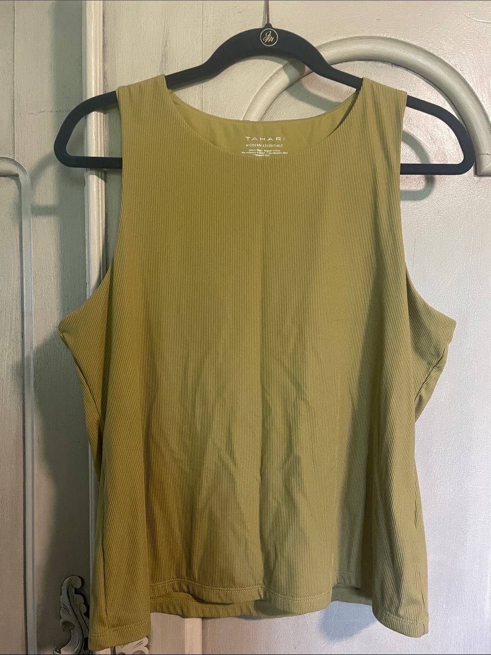 Tahari Olive Ribbed Crewneck Tank